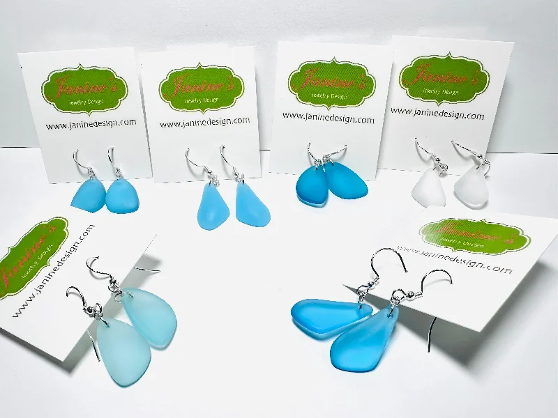 wedding day earrings for women -Sea Glass Earrings