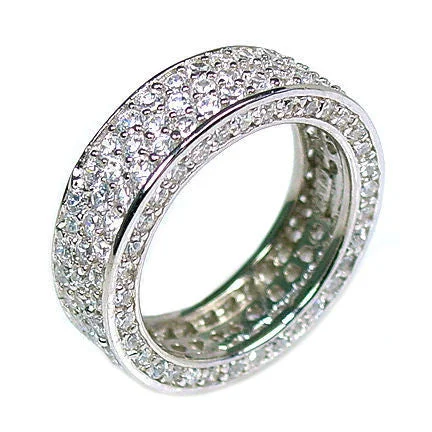 Jessi: 5.3ct 3 Row Russian Ice Simulated Diamond Eternity Band Ring