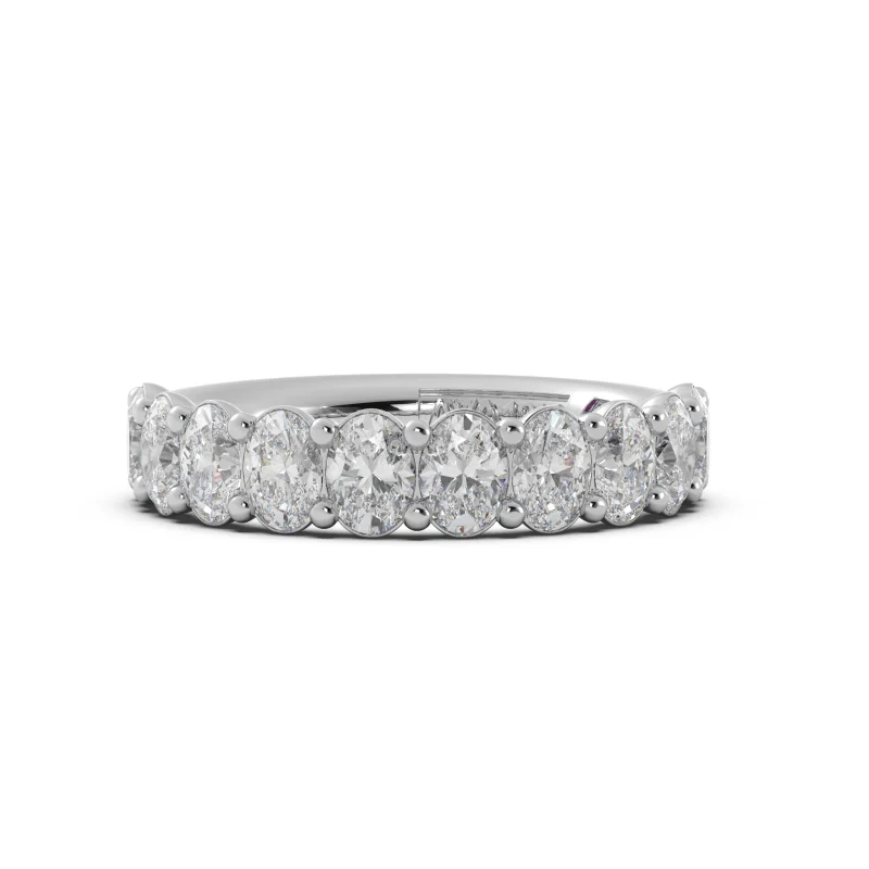 modern diamond engagement rings -14K White Gold 1.54tw Oval Diamond Wedding Band