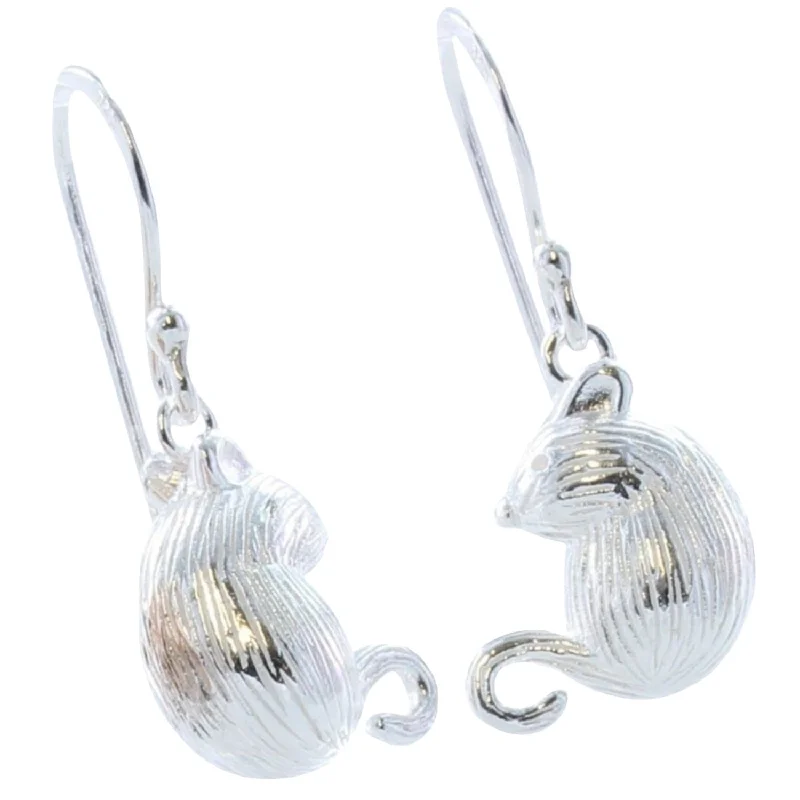 trendy earrings for women -Sterling Silver Martha Mouse Earrings