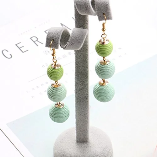 retro rings for women -Sexy Sparkles Bon Bon Thread Ball Dangle Earrings Lantern Ball Fashion Earrings