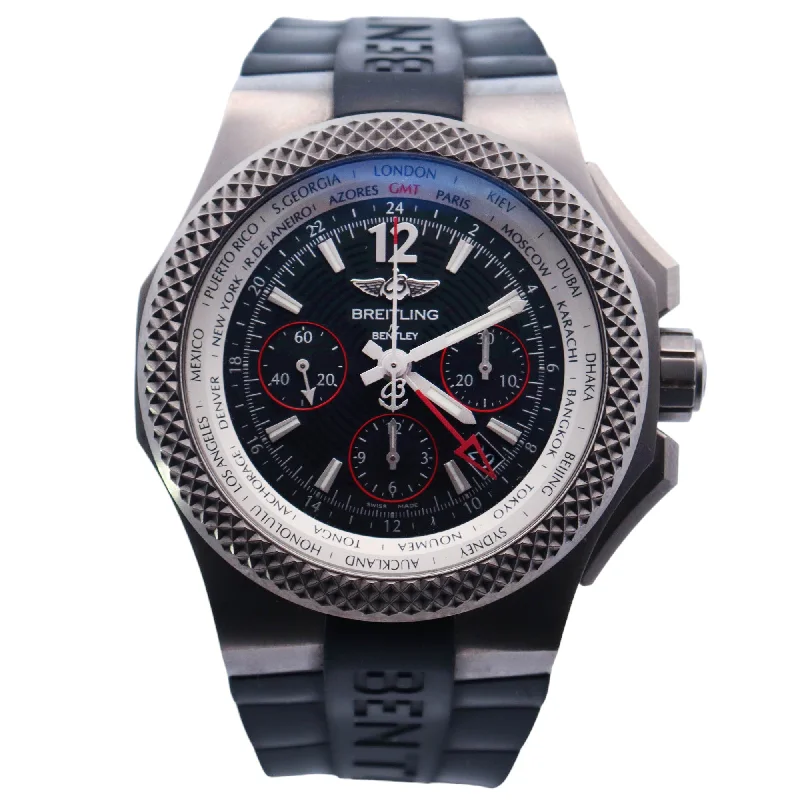 Breitling Bentley GMT Titanium 44mm x 49mm Black Dial Watch Ref# EB0433