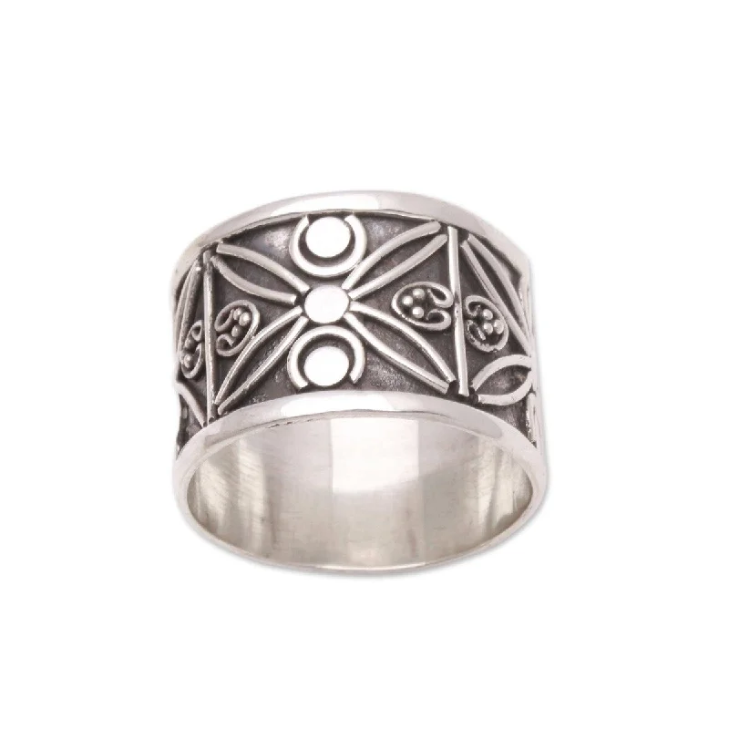 NOVICA Encircle with Beauty, Sterling silver band ring