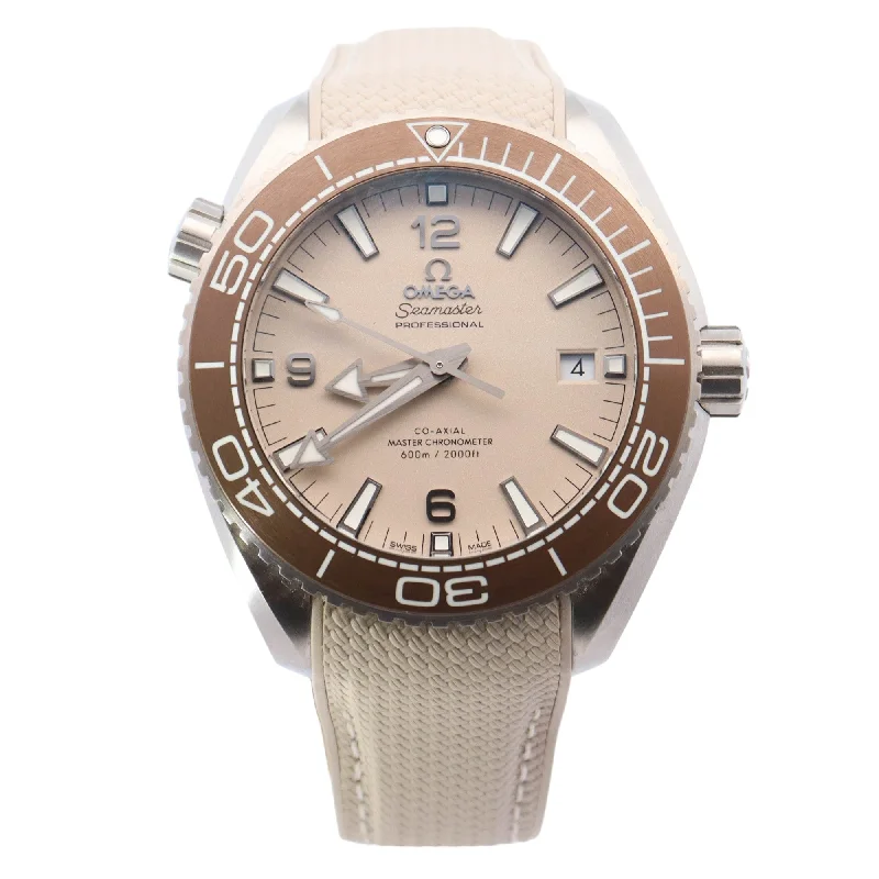 Omega Seamaster Planet Ocean Stainless Steel Brown Arabic & Stick Dial Watch Reference# 215.32.44.21.09.001