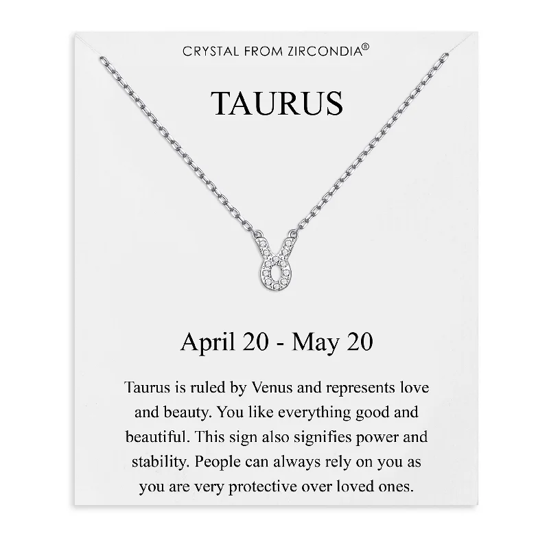 diamond necklaces for brides -Taurus Zodiac Star Sign Necklace Created with Zircondia® Crystals