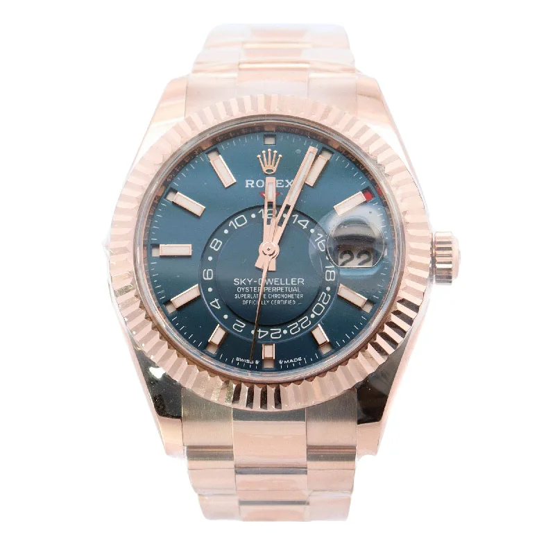 Rolex Sky Dweller Rose Gold 42mm Blue Stick Dial Watch Reference #: 336935