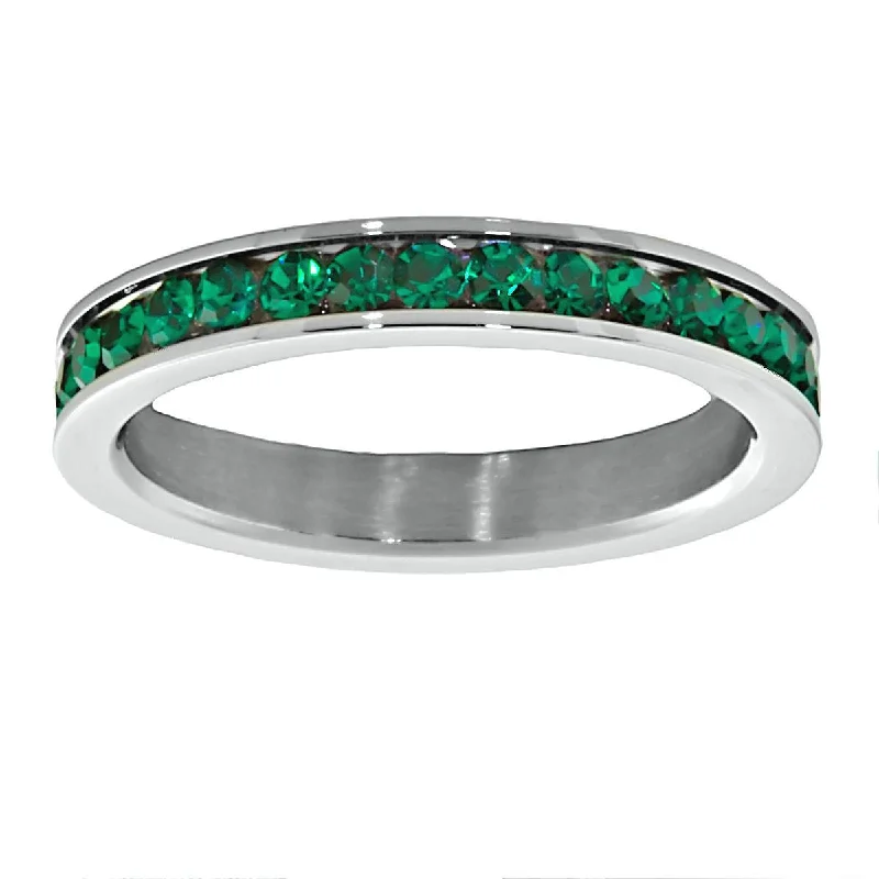 Redell: 0.78ct Emerald Ice CZ 316 Steel 3mm Eternity Band Ring