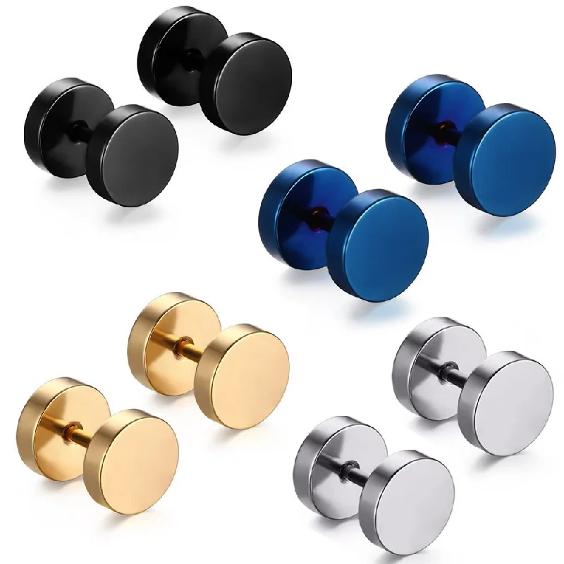 custom gold earrings for women -Set of 4 Stainless Steel Mens Womens Stud Earrings Ear Plugs Tunnel