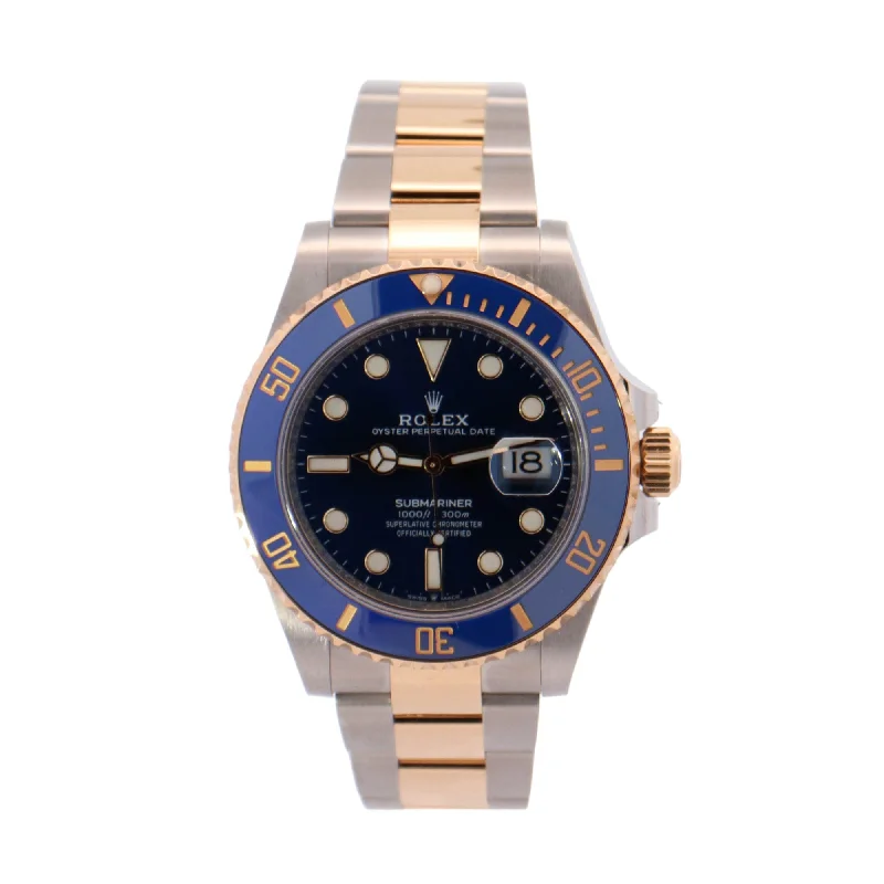 Rolex Submariner Two-Tone Stainless Steel & Yellow Gold 41mm Blue Dot Dial Watch Reference #: 126613LB