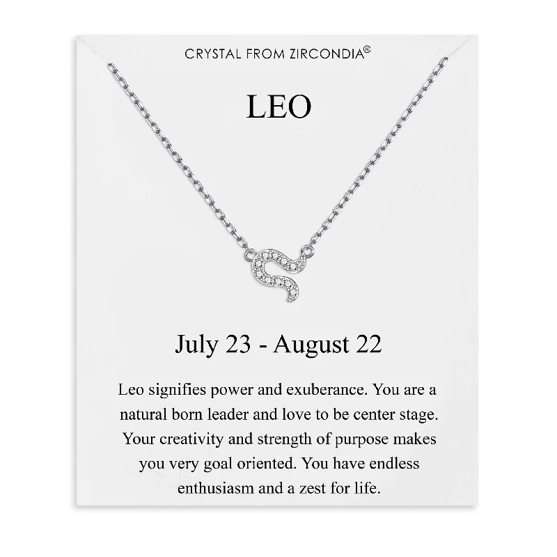 custom gemstone necklaces for women -Leo Zodiac Star Sign Necklace Created with Zircondia® Crystals