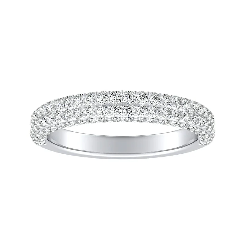 wedding engagement rings for brides -Auriya 3/4ctw Double Edged Pave Diamond Wedding Band Platinum